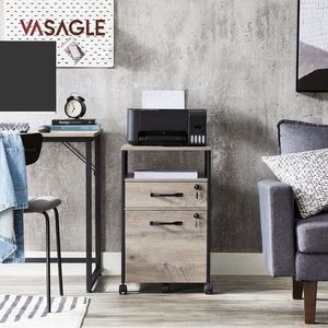 Dulap de birou pentru dosare, Vasagle, cu compartiment A4 si letter, 42x44x69 cm, MDF/PAL/otel, grej imagine