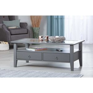 Masuta de cafea Provence 7, Inter Link, 115x60x45 cm, lemn/sticla securizata, gri imagine
