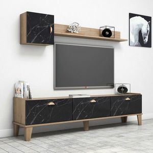 Comoda TV, Hanah Home, Sumer E4030, Stejar / Marmură imagine