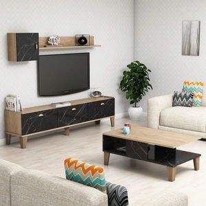 Set mobilier living, Hanah Home, Sumer G5030, Stejar / Marmură imagine