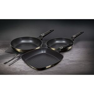 Set 3 tigai Berlinger Haus, Primal Gloss, 20/24/28 cm, aluminiu forjat, negru imagine