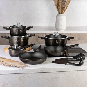 Set pentru gatit Berlinger Haus, Primal Gloss, 15 piese, aluminiu forjat, negru imagine