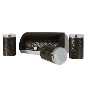 Set cutie pentru paine si 3 recipiente Berlinger Haus, Primal Gloss, 38.5x28x18.5 cm, inox, negru/argintiu imagine