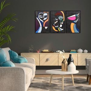 Decoratiune de perete, Forest World 1, 39 x 59 cm, 3 piese, Multicolor imagine