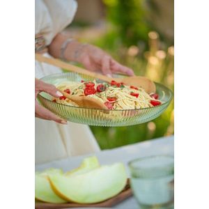 Set bol de salată din sticlă, Hermia, 127RKL1606, Bol mare pentru salată: 30 x 30 x 2, 3 cm (1 bucată), Verde imagine