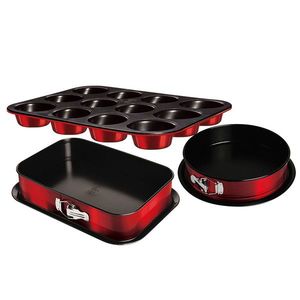 Set 3 tavi pentru copt Berlinger Haus, Burgundy, otel carbon, rosu imagine