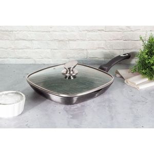 Tigaie grill cu capac Berlinger Haus, Carbon Pro, 28 cm, 2.1 L, aluminiu forjat, gri inchis imagine