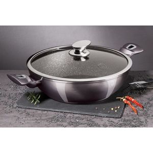 Tigaie Wok cu capac Berlinger Haus, Carbon Pro, 30 cm, aluminiu forjat, gri inchis imagine