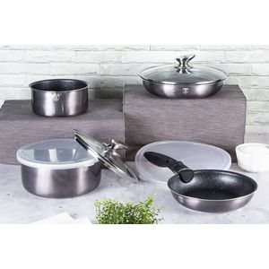 Set pentru gatit Berlinger Haus, Carbon Pro, 9 piese, aluminiu, gri inchis imagine