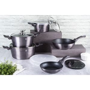 Set pentru gatit Berlinger Haus, Carbon Pro, 13 piese, aluminiu forjat, gri inchis imagine