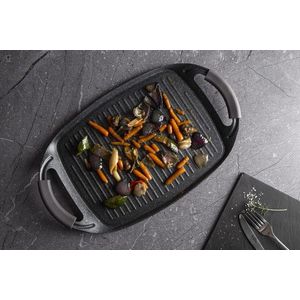 Tava grill Berlinger Haus, Carbon Pro, 47x29 cm, aluminiu forjat, gri inchis/negru imagine