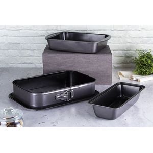 Set 3 tavi pentru copt, fund detasabil Berlinger Haus, Carbon Pro, otel carbon, gri inchis imagine