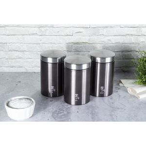 Set 3 recipiente depozitare Berlinger Haus, Carbon Pro, 11x17.8 cm, inox, gri inchis/argintiu imagine