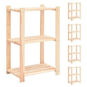 vidaXL Etajeră cu 3 niveluri, 5 buc., 60x38x90 cm, pin masiv, 150 kg imagine