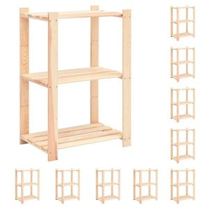 vidaXL Etajere cu 3 niveluri, 10 buc., 60x38x90 cm, pin masiv, 150 kg imagine