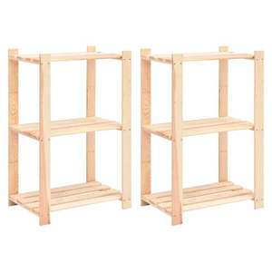 vidaXL Etajere cu 3 niveluri, 2 buc., 60x38x90 cm, pin masiv, 150 kg imagine