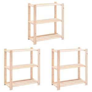 vidaXL Rafturi depozitare 3 niveluri 3 buc. 80x38x90cm pin masiv 150kg imagine