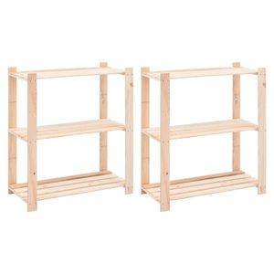vidaXL Rafturi depozitare 3 niveluri 2 buc. 80x38x90cm pin masiv 150kg imagine
