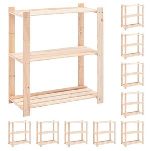 vidaXL Etajere cu 3 niveluri, 10 buc., 80x38x90 cm, pin masiv, 150 kg imagine