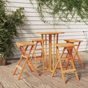 vidaXL Set mobilier de bar pliabil, 5 piese, lemn masiv de tec imagine