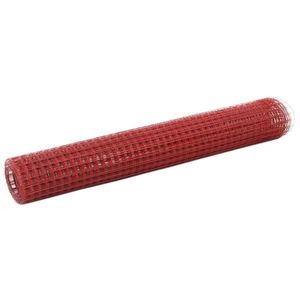 vidaXL Plasă de sârmă găini, roșu, 25 x 1 m, oțel cu înveliș PVC imagine