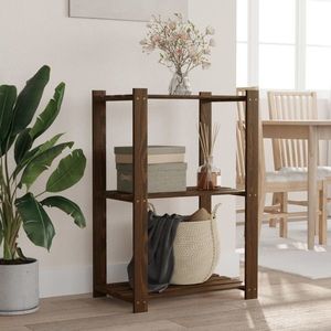 vidaXL Suport depozitare 3 niveluri, maro, 60x38x90 cm, lemn masiv pin imagine