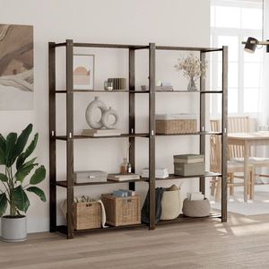 vidaXL Suport depozitare 5 niveluri negru 170x38x170 cm lemn masiv pin imagine