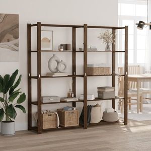 vidaXL Suport depozitare 5 niveluri maro 170x38x170 cm lemn masiv pin imagine