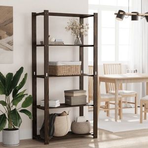 vidaXL Suport depozitare 5 niveluri negru 80x38x170 cm lemn masiv pin imagine