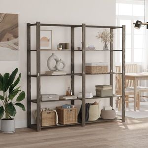 vidaXL Suport depozitare 5 niveluri gri, 170x38x170 cm, lemn masiv pin imagine