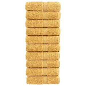 vidaXL Prosoape de baie premium, SOLUND, 10 buc., aurii, 30 x 30 cm, 600 g/m² imagine