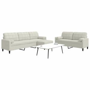 vidaXL Set de canapele cu perne/rulouri, 3 piese, crem, catifea imagine