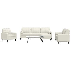 vidaXL Set de canapele cu perne/rulouri, 4 piese, crem, catifea imagine