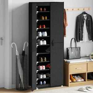 vidaXL Pantofar, negru, 60 x 30 x 166 cm, material textil imagine