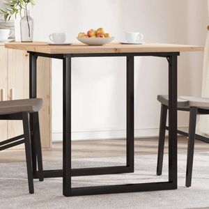 vidaXL Masă bucătărie, cadru O, 90x90x75, 5 cm lemn masiv pin și Oţel imagine