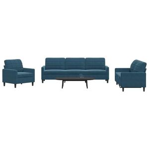 vidaXL Set de canapele cu perne, 4 piese, albastru, catifea imagine