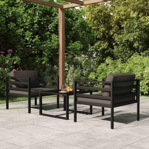 vidaXL Set mobilier de grădină cu perne, 3 piese, antracit, aluminiu imagine