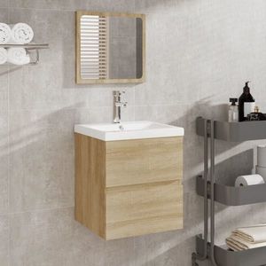 vidaXL Dulap cu chiuvetă de baie și oglindă, stejar sonoma imagine