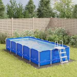 vidaXL Acoperire geotextil piscină, gri deschis, 640x321 cm, poliester imagine