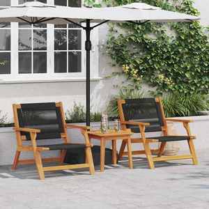 vidaXL Scaune de Grădină cu Masă 3 pcs Negru Lemn Solid de Acacia imagine