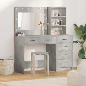vidaXL Masă de Machiaj cu sertar Gri 78, 5 x 41 x 135 cm Lemn compozit imagine