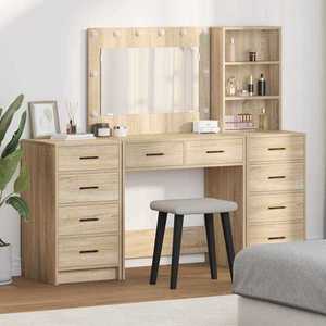 vidaXL Masă de Machiaj cu sertar 3 pcs Stejar Sonoma Lemn compozit imagine