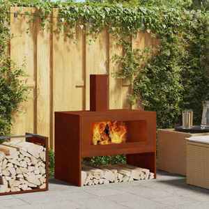 vidaXL Cuptor de foc Maro 80 x 50 x 96 cm Oțel rezistent de intemperii imagine