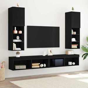 vidaXL Set comodă TV cu LED 2 pcs Stejar Negru 30, 5 x 30 x 102 cm imagine