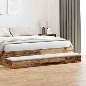 vidaXL Sertare pentru pat cu sertar Lemn vechi 200 x 36, 5 x 16, 5 cm imagine