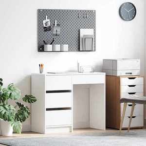 vidaXL Birou cu sertar Alb 90 x 37.5 x 75 cm Lemn compozit imagine