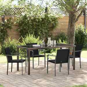 vidaXL Set de masă pentru grădină 5 pcs Negru și Gri Ratan PE imagine
