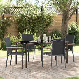 vidaXL Set de masă pentru grădină 5 pcs Negru Oțel acoperit cu pulbere imagine