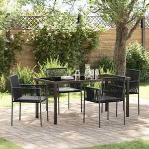 vidaXL Set de masă pentru grădină 5 pcs Negru Ratan PE imagine