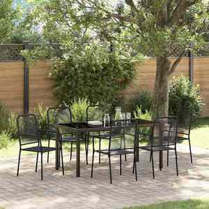 vidaXL Set de masă pentru grădină 7 pcs Negru imagine